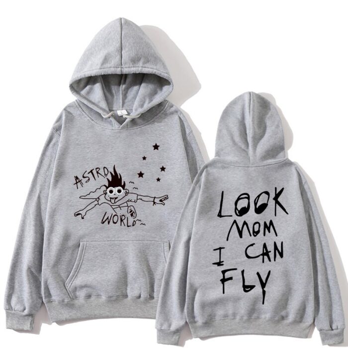Travis Scott Astroworld Look Mom I Can Fly Grey Hoodie